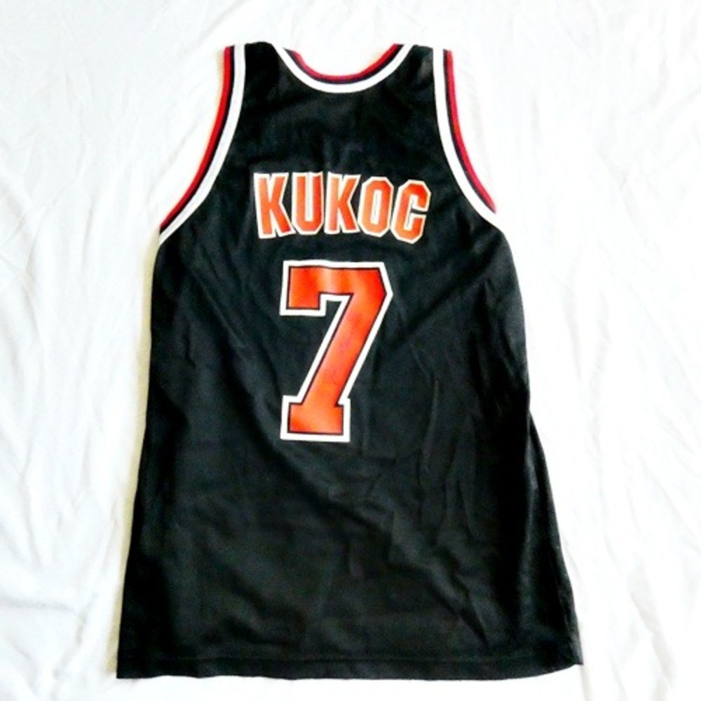 TONI KUKOC Champion Autographed Jersey Size 40 Vtg 90s NBA Chicago Bulls #7
